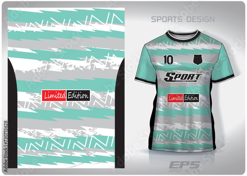 Vector sports shirt background image.Mint green horizontal lightning pattern design, illustration, textile background for sports t-shirt, football jersey shirt.eps