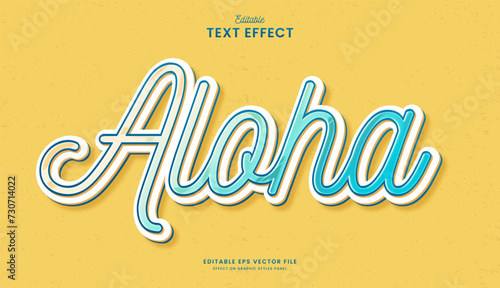 decorative aloha beach editable text effect vector design