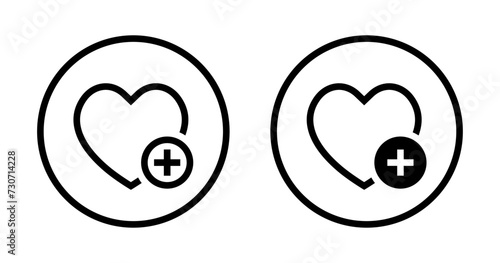 Add to wishlist icon vector. Love with plus sign symbol