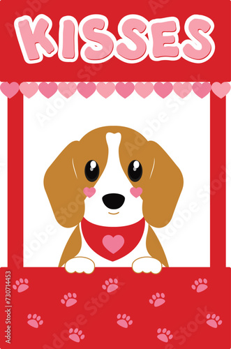 Dog kissing booth in Valentine's Day