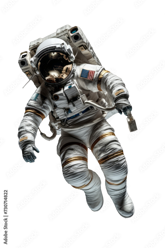 Full Body Astronaut Soaring in Space Suit - Transparent Background PNG