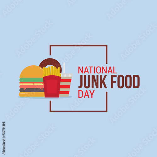 National Junk Food Day Vector Illustration. National Junk Food Day is a day to celebrate everyone's favorite indulgence: junk food It's a day to let loose, ditch the healthy snacks, and enjoy the food