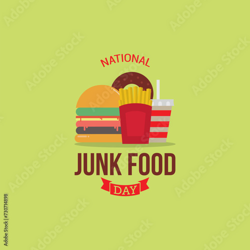 National Junk Food Day Vector Illustration. National Junk Food Day is a day to celebrate everyone's favorite indulgence: junk food It's a day to let loose, ditch the healthy snacks, and enjoy the food