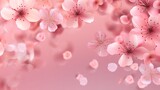 Cherry blossom petals background clipart. Pink gradient background., generative ai