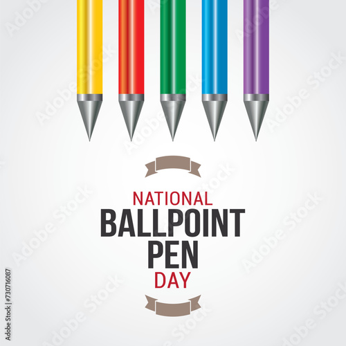 National Ballpoint Pen Day Vector Illustration. Suitable for Greeting Card, Poster and Banner. Discover its interesting journey from invention to everyday tool. flat style design
