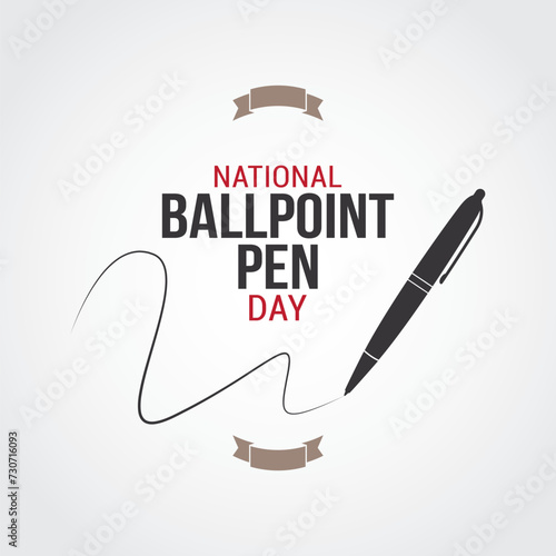 National Ballpoint Pen Day Vector Illustration. Suitable for Greeting Card, Poster and Banner. Discover its interesting journey from invention to everyday tool. flat style design