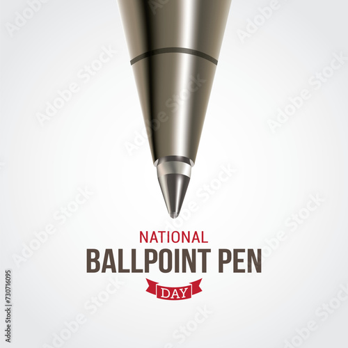 National Ballpoint Pen Day Vector Illustration. Suitable for Greeting Card, Poster and Banner. Discover its interesting journey from invention to everyday tool. flat style design