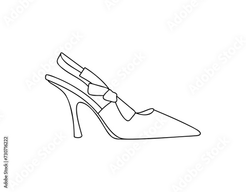 Vector illustration of hand drawn graphics of women's shoes. Casual and dressy style. High-heeled sandals. Doodle drawing Isolated object design.