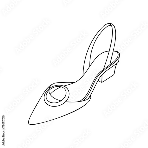 Vector illustration of hand drawn graphics of women's shoes. Casual and dressy style. High-heeled sandals. Doodle drawing Isolated object design.