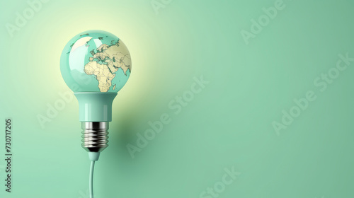 Lightbulb with earth for earth hour . Saving energy, Switch off for an hour.