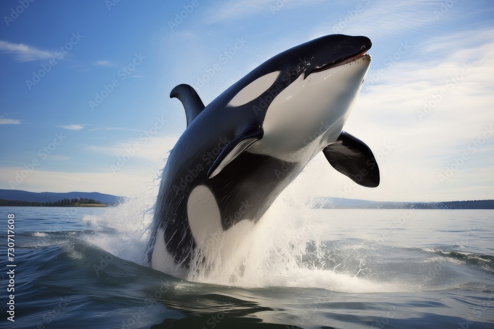 Fototapeta premium Beautiful Killer Whale broken through to the coast