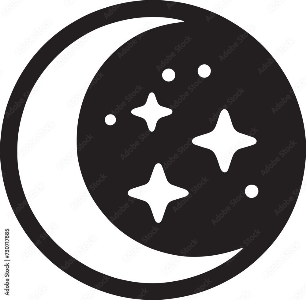 Obraz premium Crescent Moon and Stars Icon