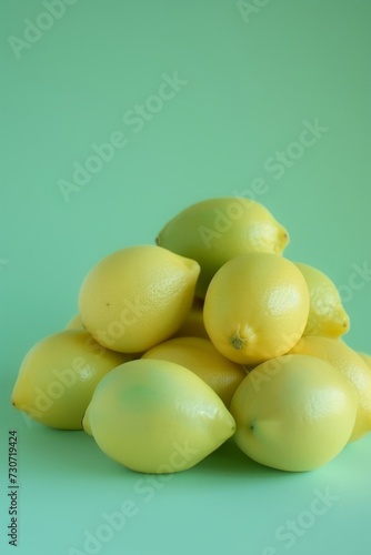 A soft-focus image of a pile of fresh lemons against a muted green background with a serene vibe