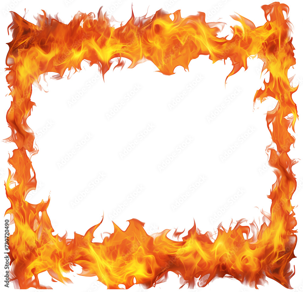 Fiery Frame with Intense Flames on Transparent Background Fiery Frame with Intense Flames on Transparent Background