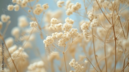 Dried Baby Breath Flowers Close Up, generative ai, 