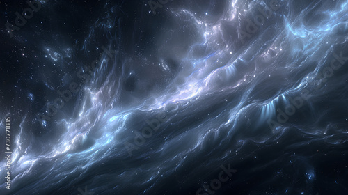 An ethereal cosmic background with deep, Subtle waves of energy gently ripple through the cosmic expanse
