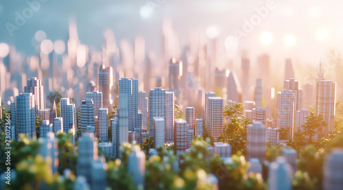 New skyscraper areas for sale and rent. The concept of selling and renting real estate. Banner with copy space for your design and text.Cityscape with skyscrapers. 3d render. Cityscape background