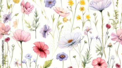 Floral summer vector seamless pattern  generative ai  