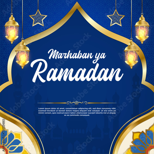 Vector Marhaban ya Ramadan Social Media Post Template
