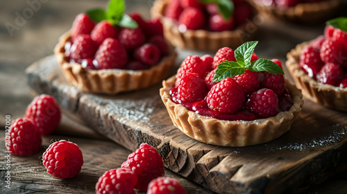 Raspberry tartlets commercial photography  photo