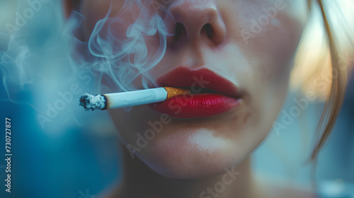 Close up image of a woman smoking a cigarette