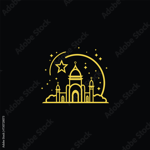 Mosque logo design with Islamic creative concept Vector