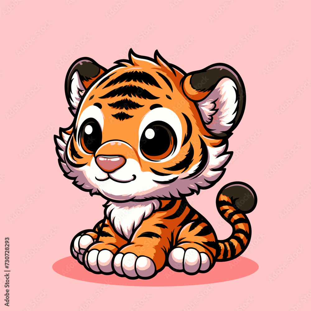 illustration of a cartoon baby tiger on isolated Background for kindergarten book illustration of a cartoon baby tiger on isolated Background for kindergarten book