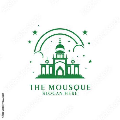Mosque logo design with Islamic creative concept Vector