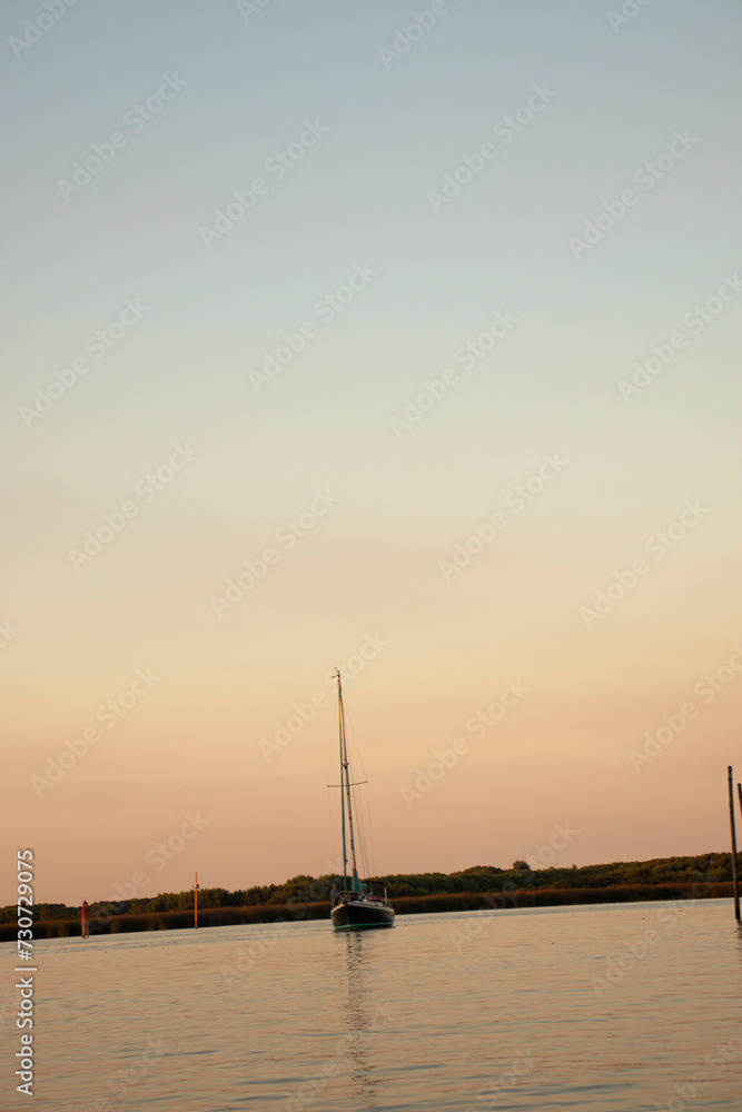 sailboat at sunset