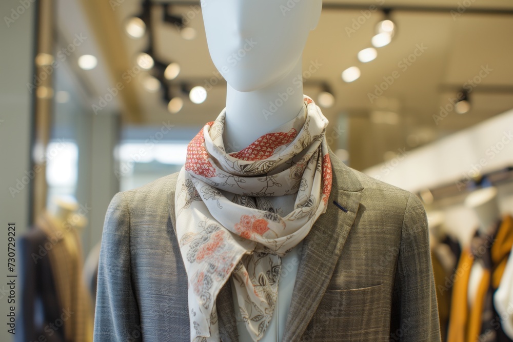 Fototapeta premium mannequin in a casual outfit with silk scarf as a neckerchief
