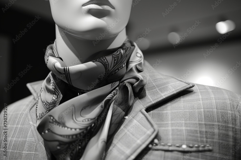 Naklejka premium mannequin in a casual outfit with silk scarf as a neckerchief