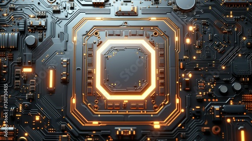 A futuristic circuit board. Generative AI.