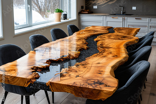 Custom made table. Epoxy river table.  photo
