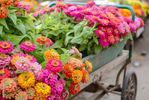Wallpaper Mural cart at a farm stand bursting with freshcut zinnias Torontodigital.ca