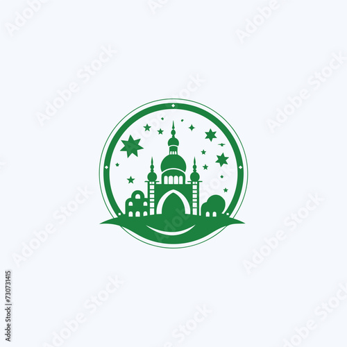 Mosque logo design with Islamic creative concept Vector