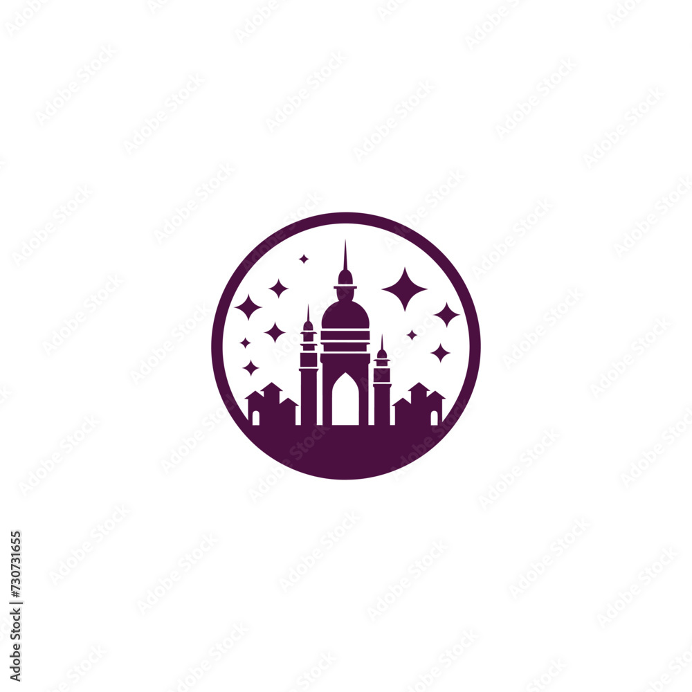 Mosque logo design with Islamic creative concept Vector