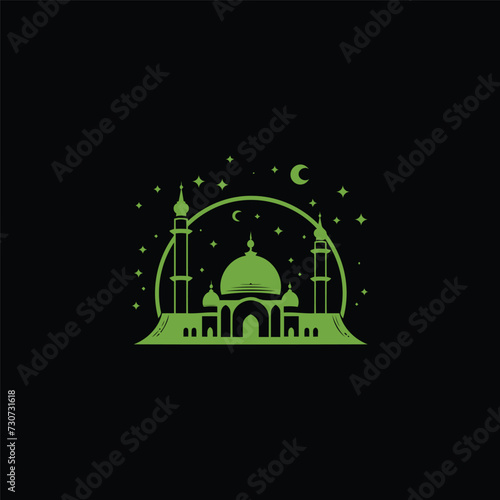 Mosque logo design with Islamic creative concept Vector