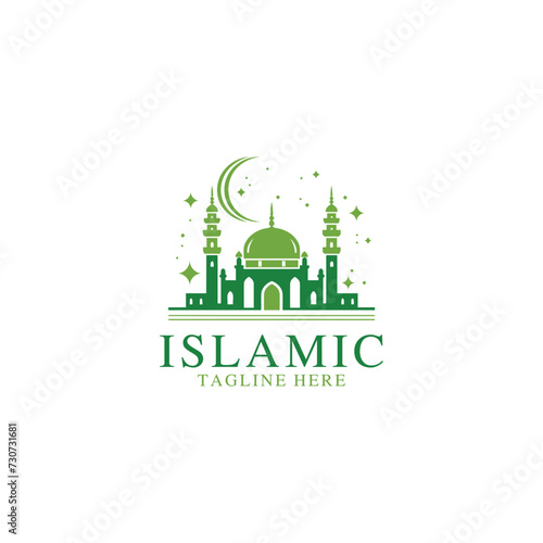 Mosque logo design with Islamic creative concept Vector
