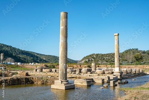 Scenic views of Claros (Klaros, Clarus), which was an ancient Greek sanctuary on the coast of Ionia. It contained a temple and oracle of Apollo, honored here as Apollo Clarius, İzmir photo