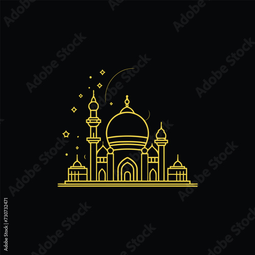 Mosque logo design with Islamic creative concept Vector