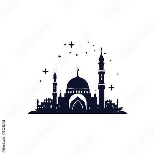 Mosque logo design with Islamic creative concept Vector