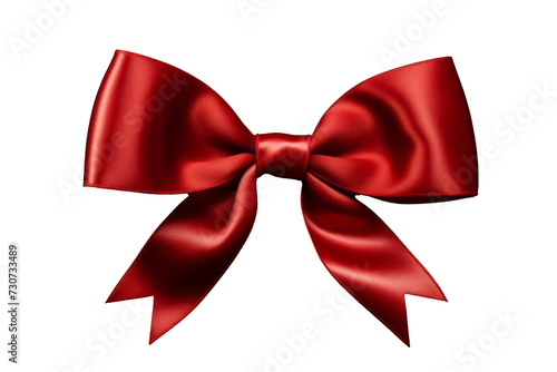 Elegant Red Bow and Ribbon on Transparent Background - Festive Decoration Clipart
