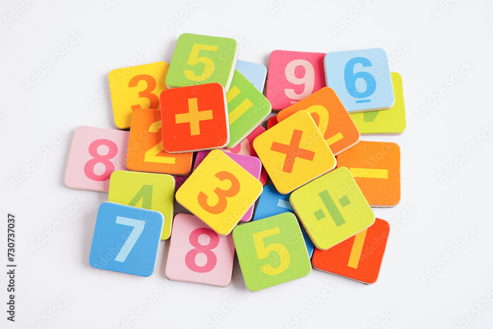 Number wood block cubes for learning Mathematic, education math concept. Number wood block cubes for learning Mathematic, education math concept.