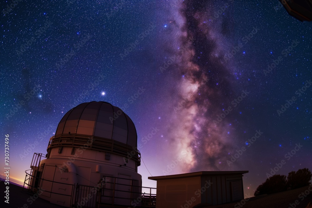 Obraz premium wideangle shot of observatory with celestial background