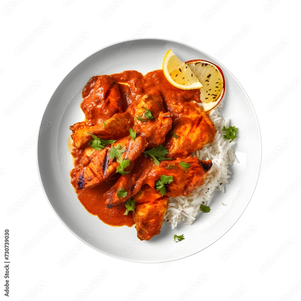 chicken tikka masala served on a plate, png transparent background chicken tikka masala served on a plate, png transparent background
