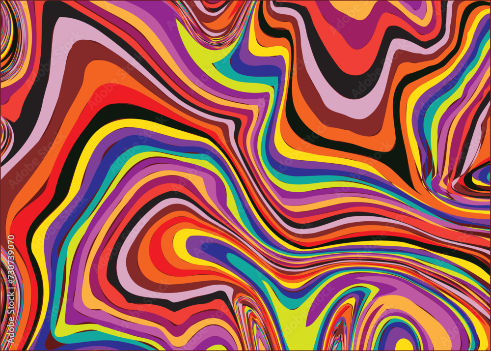 Psychedelic wavy lines, marbling texture, Multicolored wallpaper graphic design.Wavy Swirl Seamless Pattern Groovy Background, Wallpaper, Print, fabric. Psychedelic wavy lines, marbling texture, Multicolored wallpaper graphic design.Wavy Swirl Seamless Pattern Groovy Background, Wallpaper, Print, fabric.