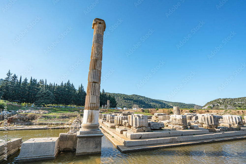 Scenic views of Claros (Klaros, Clarus), which was an ancient Greek sanctuary on the coast of Ionia. It contained a temple and oracle of Apollo, honored here as Apollo Clarius, İzmir