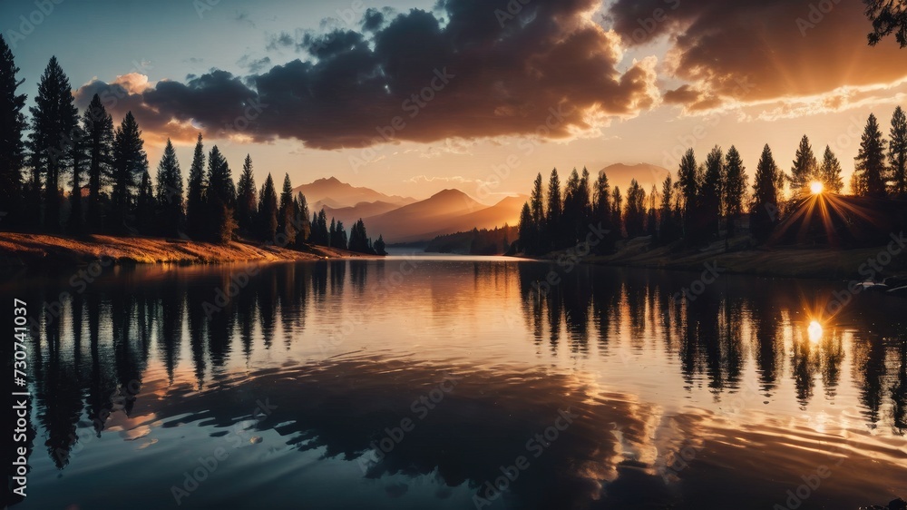 Sunrise in the mountains, Sunrise over the lake, sunset wallpaper, sunset background, The sun is rising and so are the mountains 