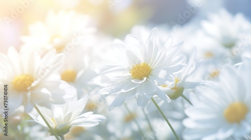 White flower blur style for background,soft focus,soft light ,shallow depth of field, generative ai,