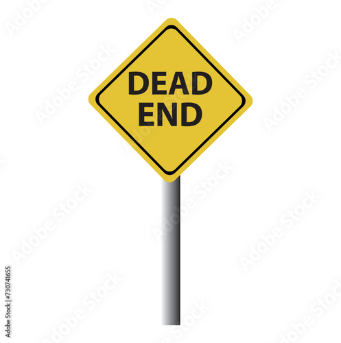 dead end sign on a dirt farm road in Nebraska. dead end  yellow vector icon